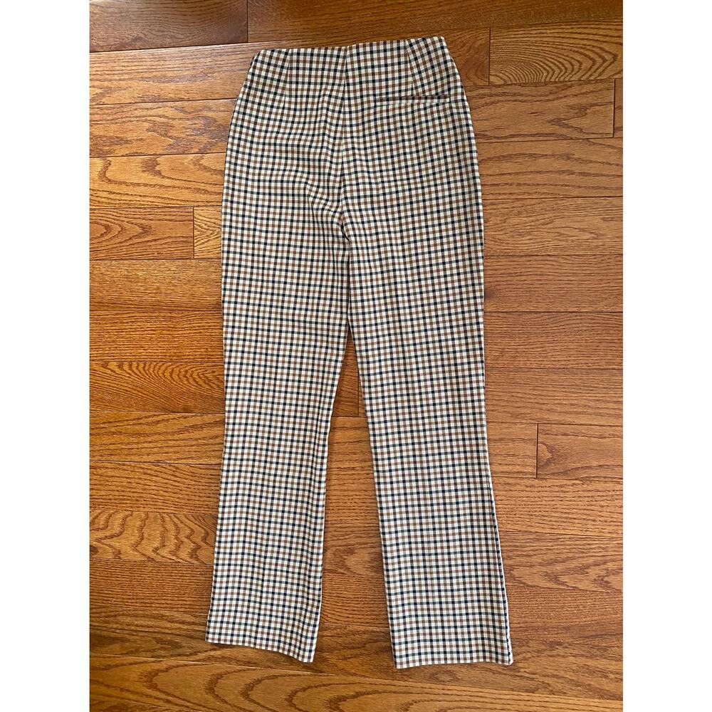 Sezane Cropped Checked Ankle Pants in Tan and Brown - Picture 8 of 14